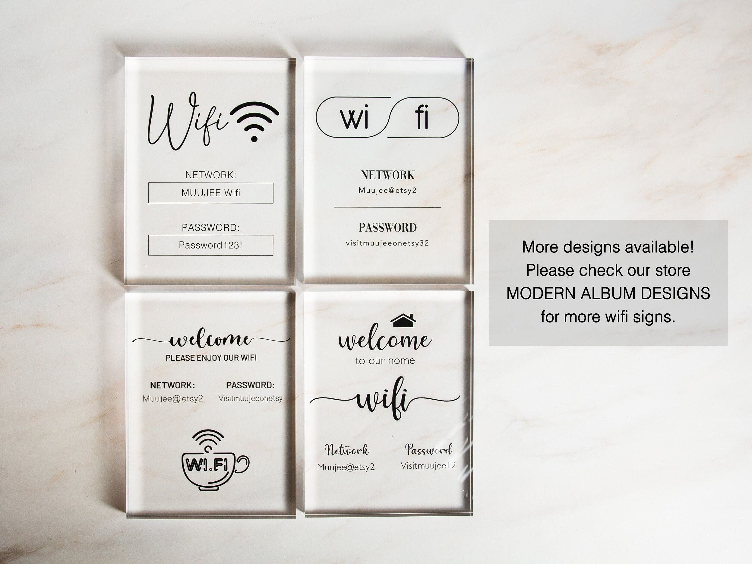 Modem Password Sticker Wifi Password Sign acrylic Block Custom Guest Table Top Sign for Home ...