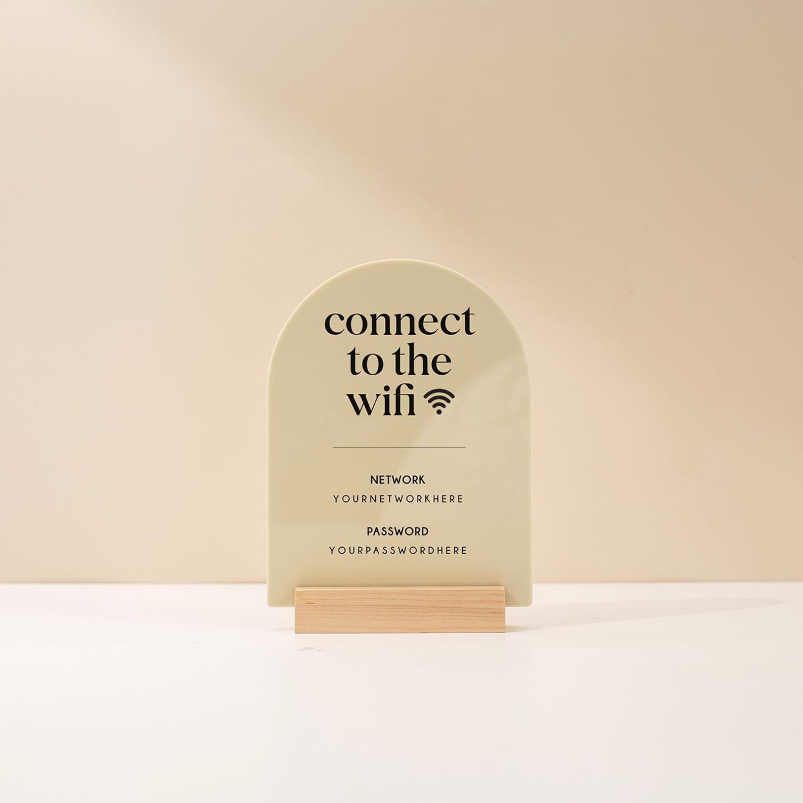 Arch Acrylic Wifi Sign W/ Base (D8) - Custom Wifi Password Display for ...