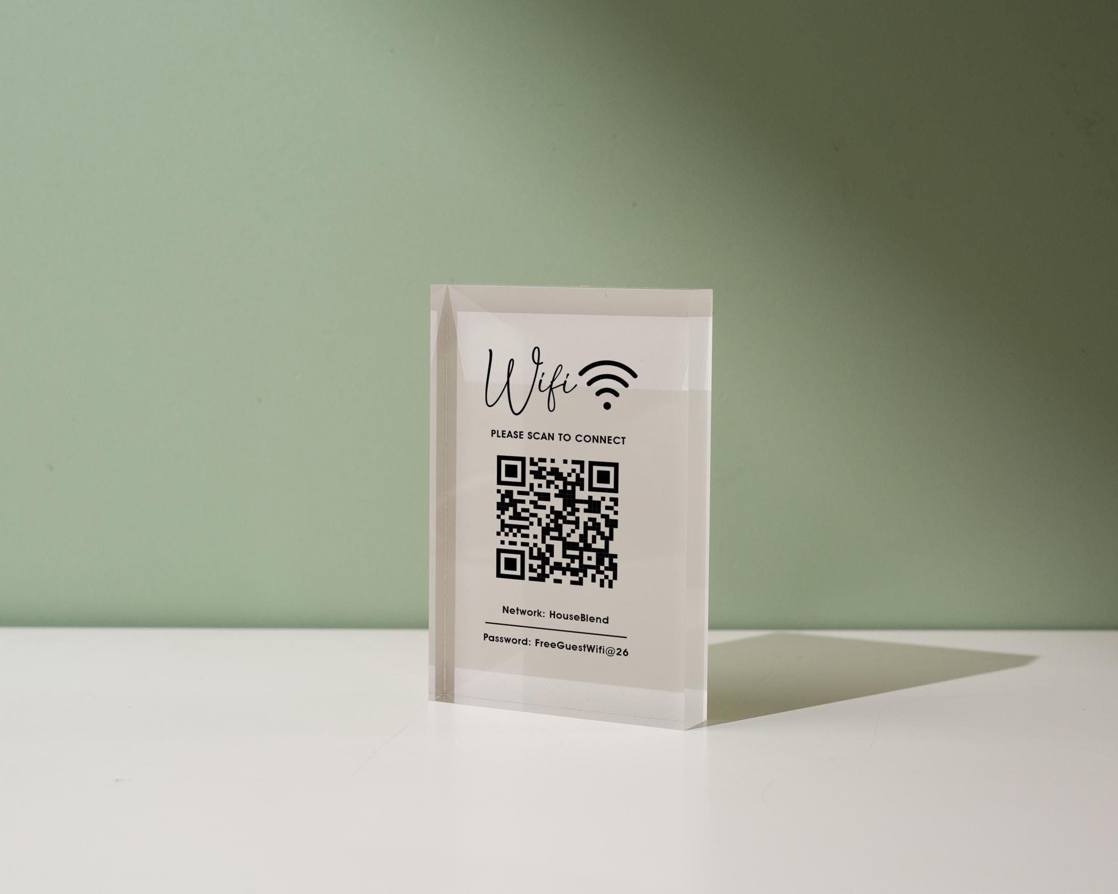 QR Code Wifi Pastel Acrylic Sign (W1) - Custom Network Internet ...