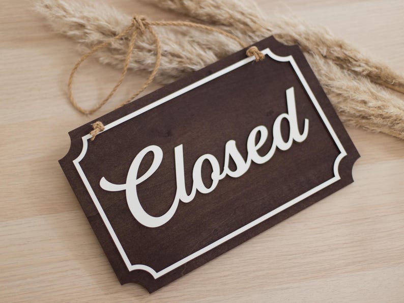 Open Closed Wood Hanging Sign (design 3) - Double Sided Business ...
