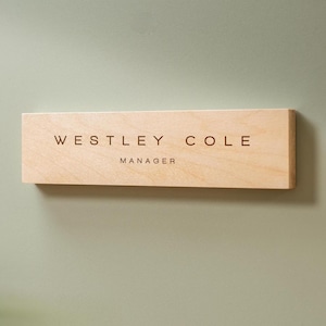 Plywood Wall Sign Name Plate - Personalized Door Office Sign, New Job or Business Decor, Executive Sign, Staff or Teacher Appreciation Gift