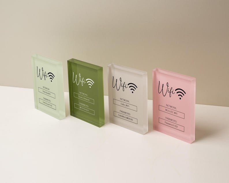 Wifi Pastel Acrylic Sign (W3) - Custom Network Internet Password Table ...