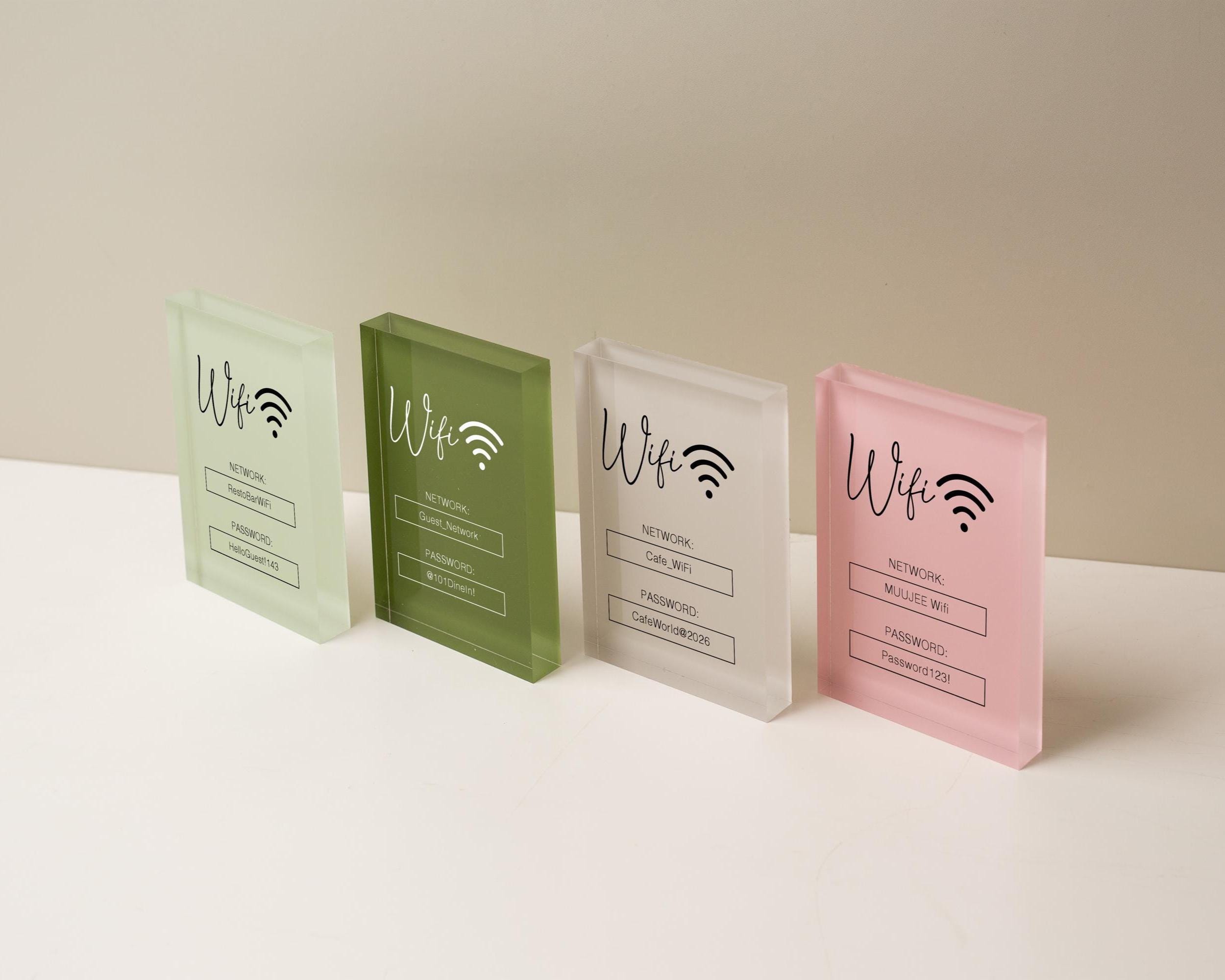 Wifi Pastel Acrylic Sign (W3) - Custom Network Internet Password Table ...