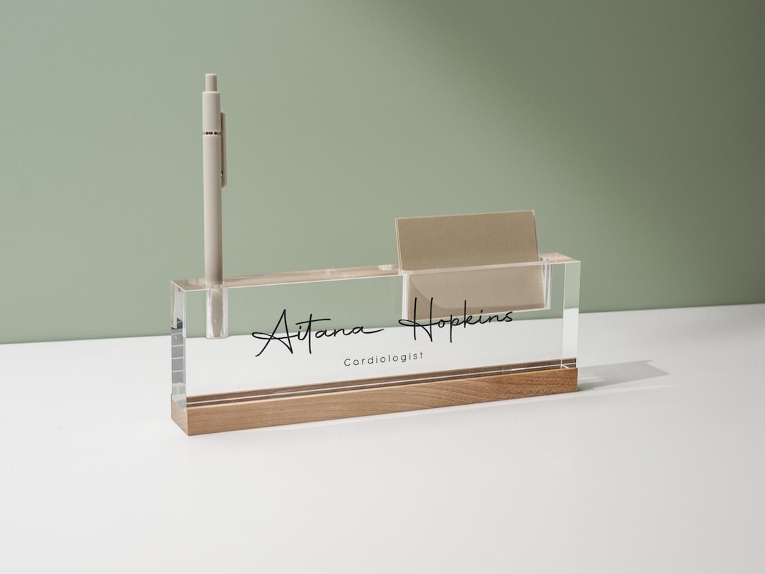 Personalized Acrylic Name Block W/ Slots (D2) - Custom Job Title Plaque ...