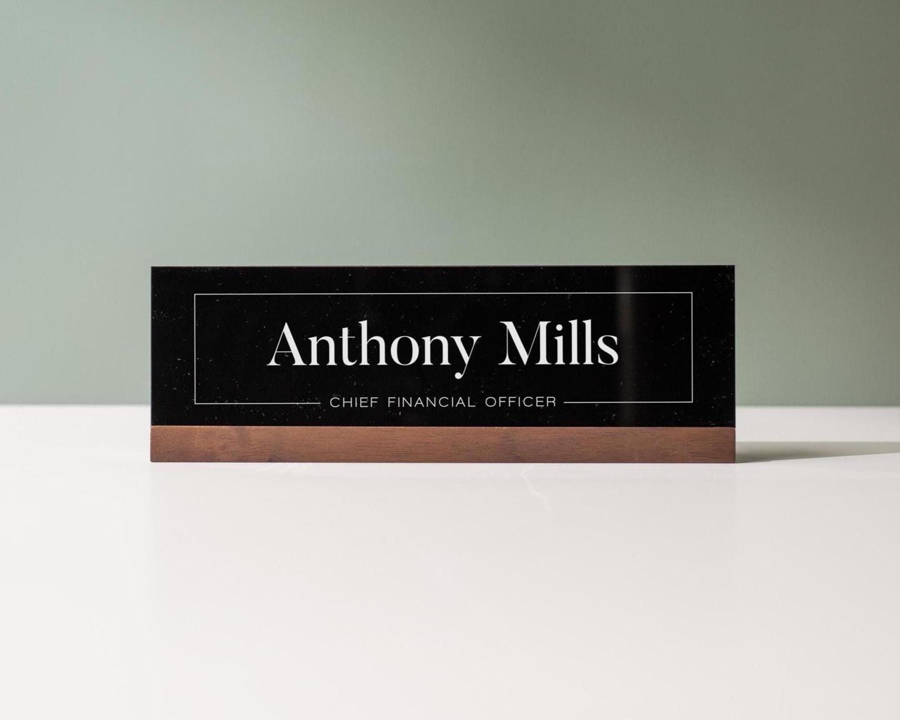 Personalized Acrylic Name Block (D9) - Custom Job Title Plaque Black ...