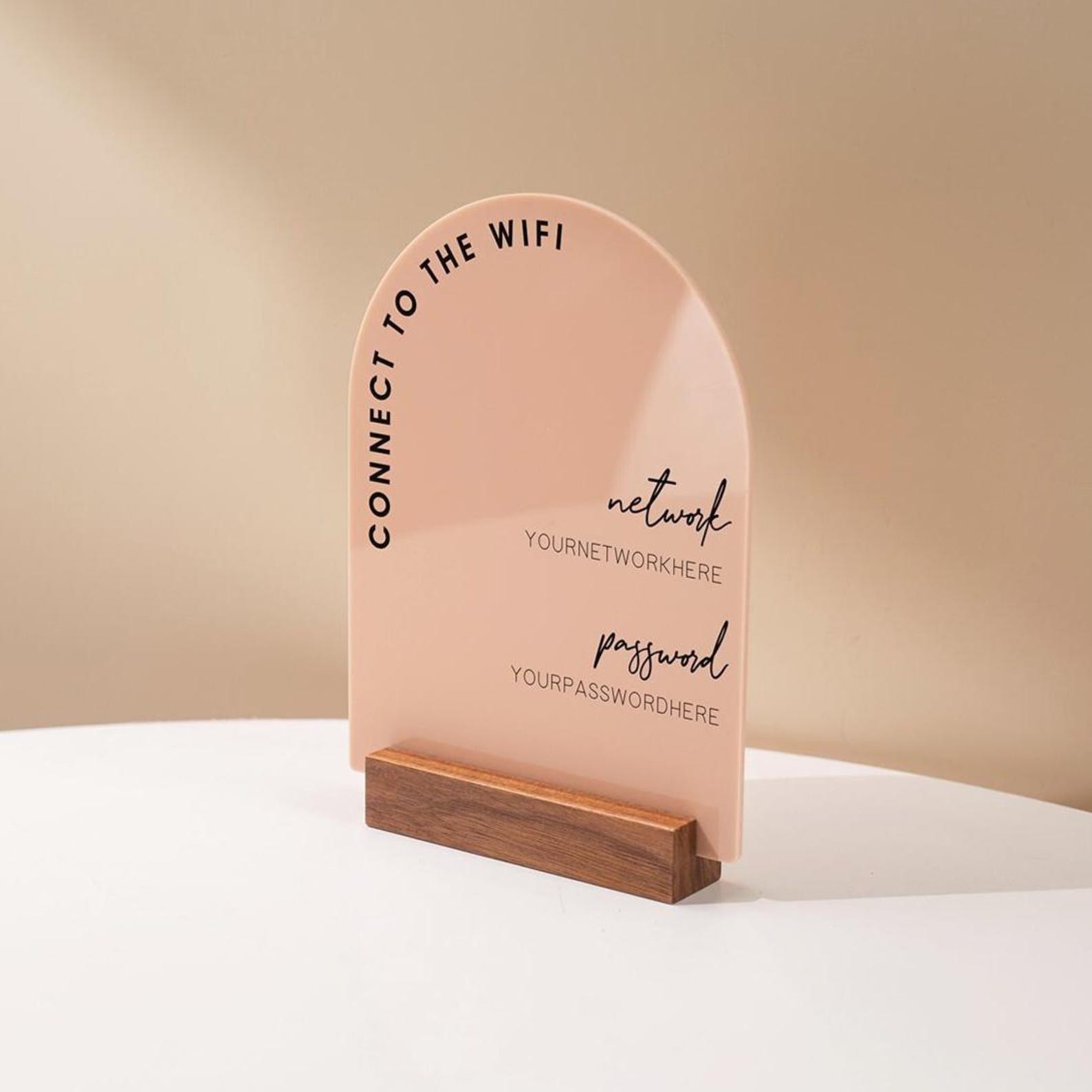 Arch Acrylic Wifi Sign W/ Base (D7) - Custom Wifi Password Display for ...