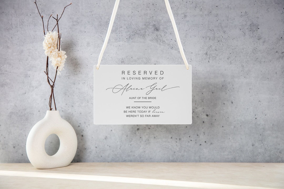 Reserved Hanging Acrylic Sign With Ribbon Black or Frosted 11.5x7 Sign ...