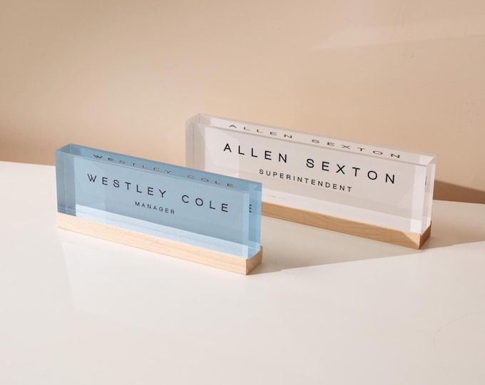 Pastel Acrylic Name Block (D3) - Custom Job Title Plaque Office Desk Decor Company Staff Signs Graduation Promotion Manager Doctor Gifts