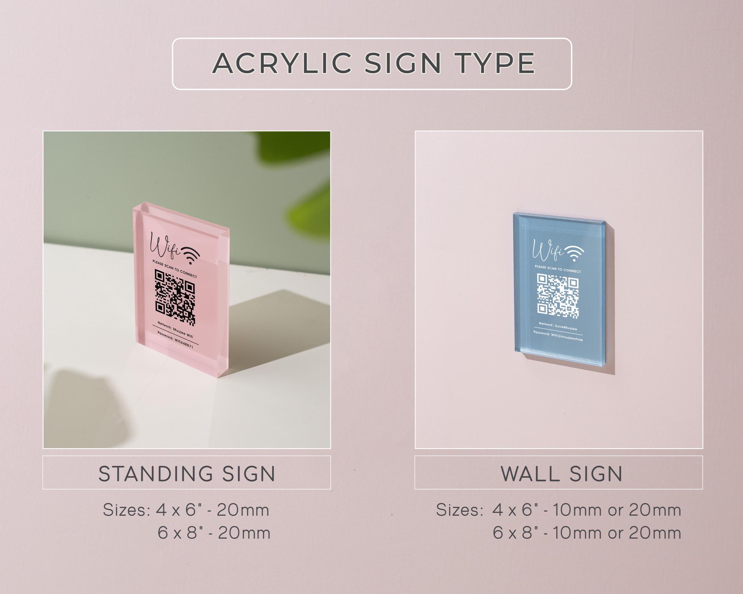 QR Code Wifi Pastel Acrylic Sign (W1) - Custom Network Internet ...