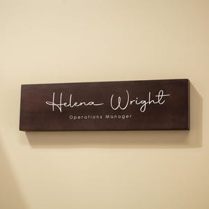 Stick On Wood Wall Name Plate (D2) - Personalized Door Office Sign New Job Room Label CEO Boss Staff Teacher Corporate Promotion Gift