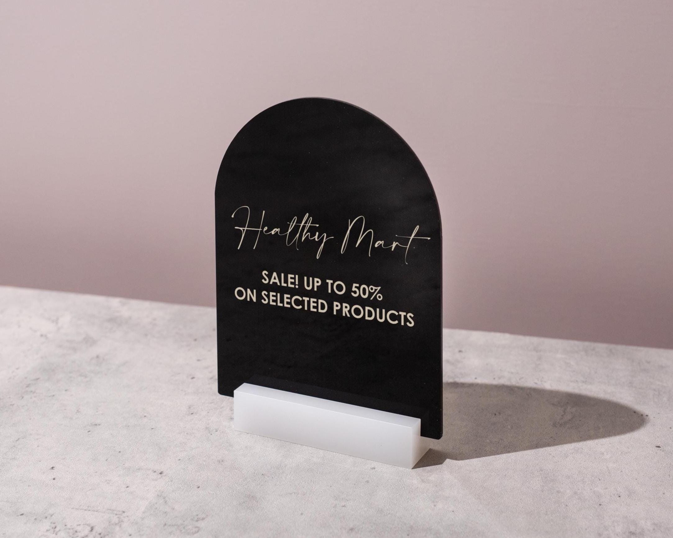 Custom Arch Signs Custom Arch Sign W/ Acrylic Stand - Personalized Text Design Table Top ...