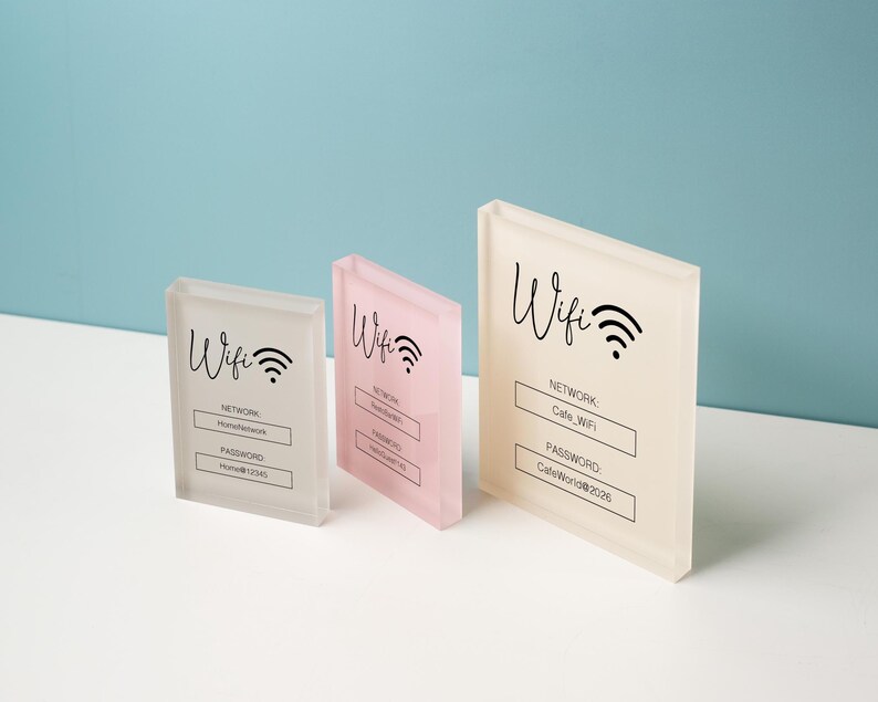 Wifi Pastel Acrylic Sign (W3) - Custom Network Internet Password Table ...