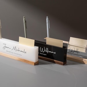 Personalized Acrylic Name Block W/ Slots (D2) - Custom Job Title Plaque ...