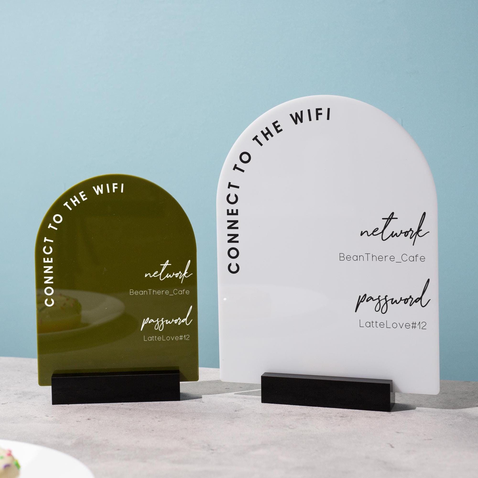 Arch Acrylic Wifi Sign W/ Base (D7) - Custom Wifi Password Display for ...