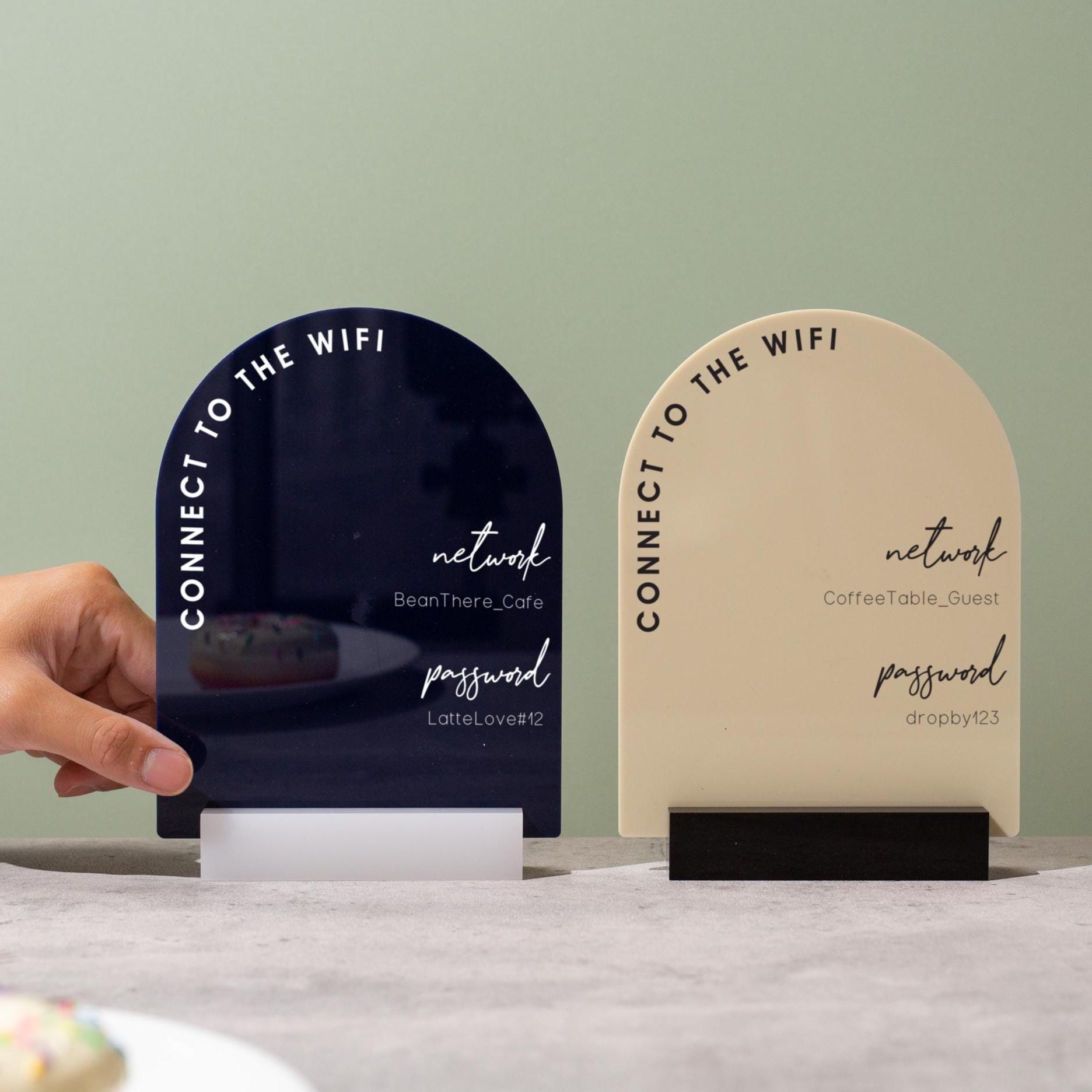 Arch Acrylic Wifi Sign W/ Base (D7) - Custom Wifi Password Display for ...
