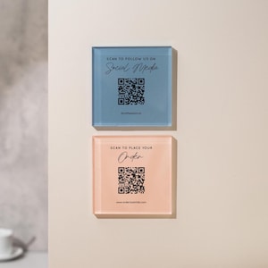 6x6 Pastel QR Wall Sign (D4) - Custom Scannable Door Code Menu Payment ...