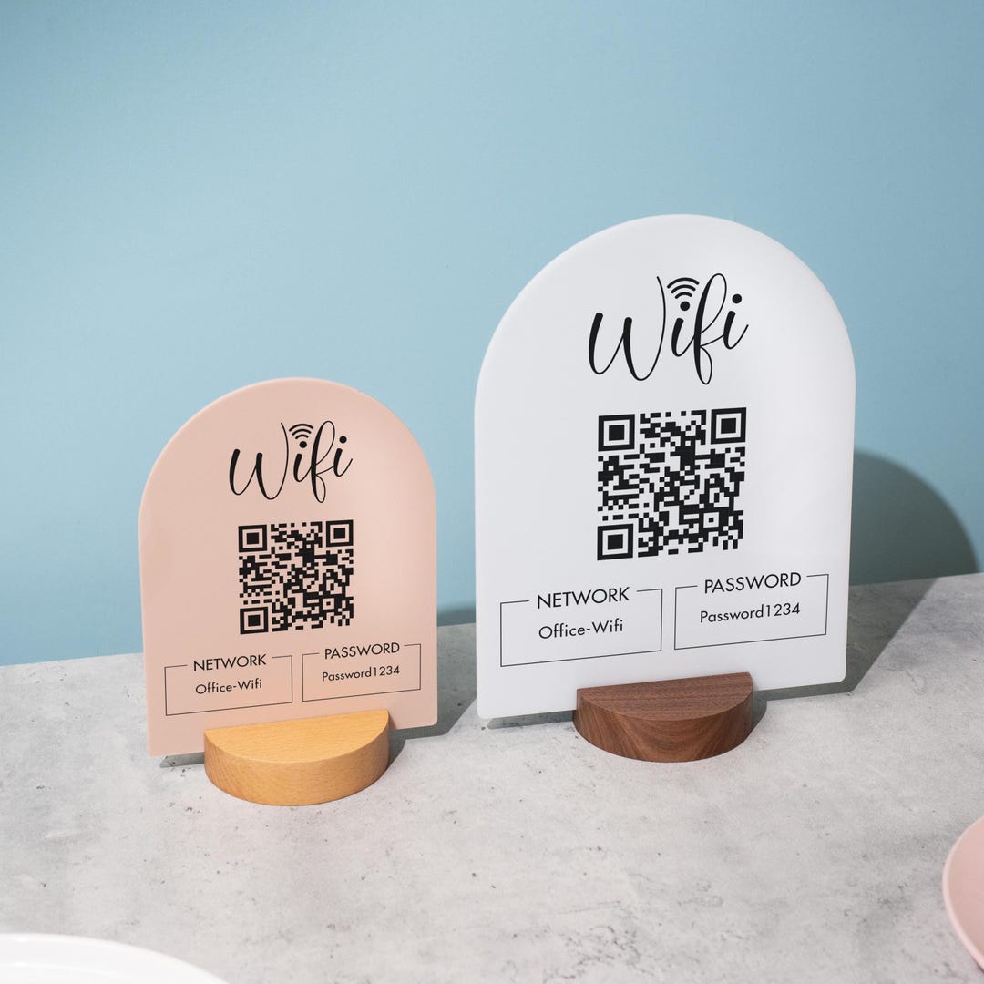 QR Code Wifi Arch Acrylic Sign W/ Round Base (D4) - Scannable Wifi ...
