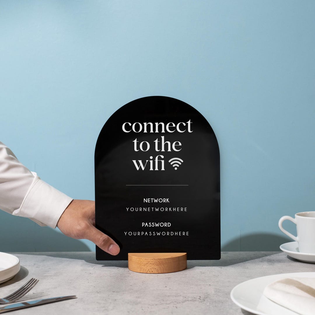 Arch Acrylic Wifi Sign W/ Round Base (D8) - Custom Wifi Password ...