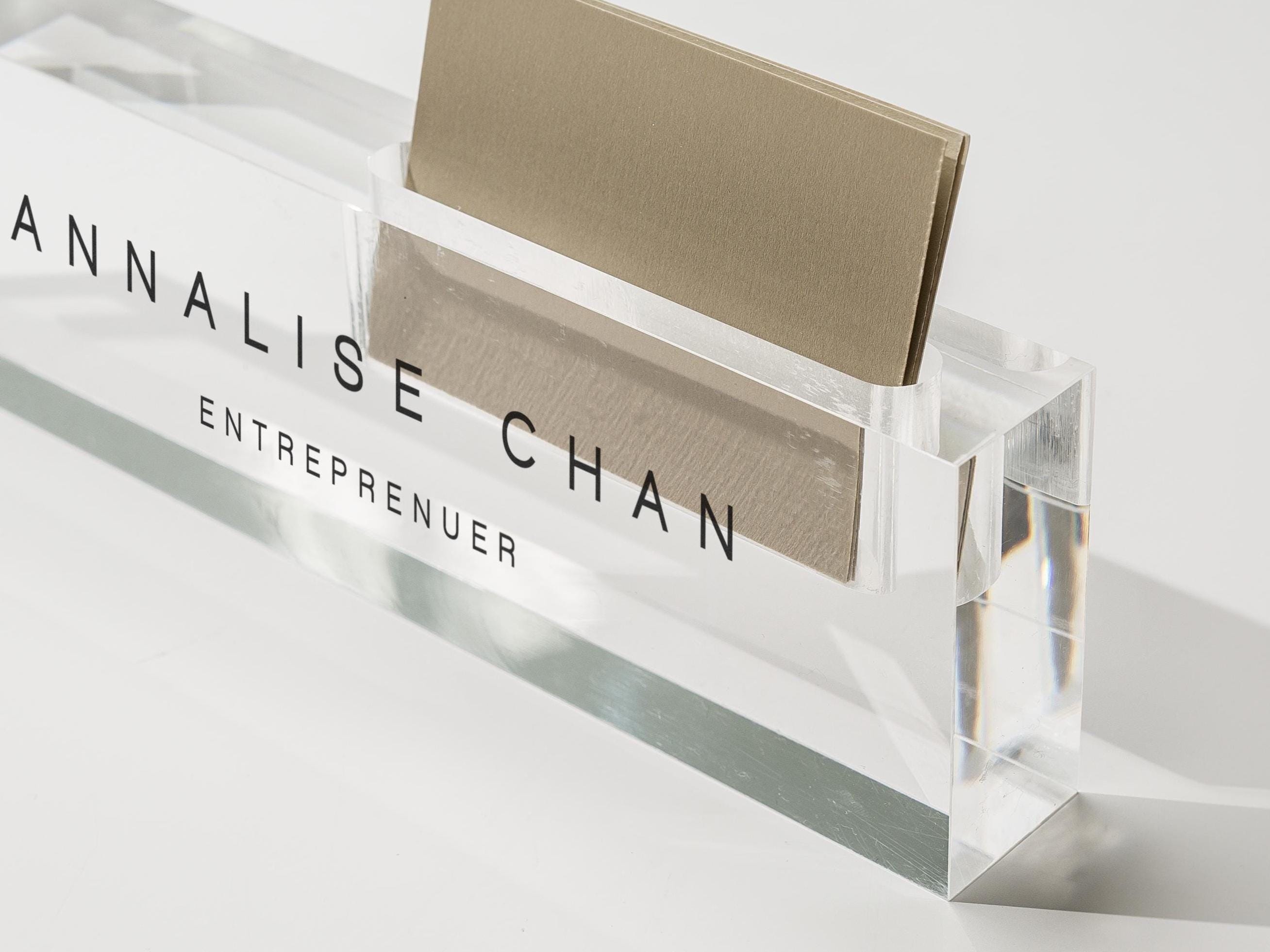 Personalized Acrylic Name Block W/ Slots (D3) - Custom Job Title Sign ...