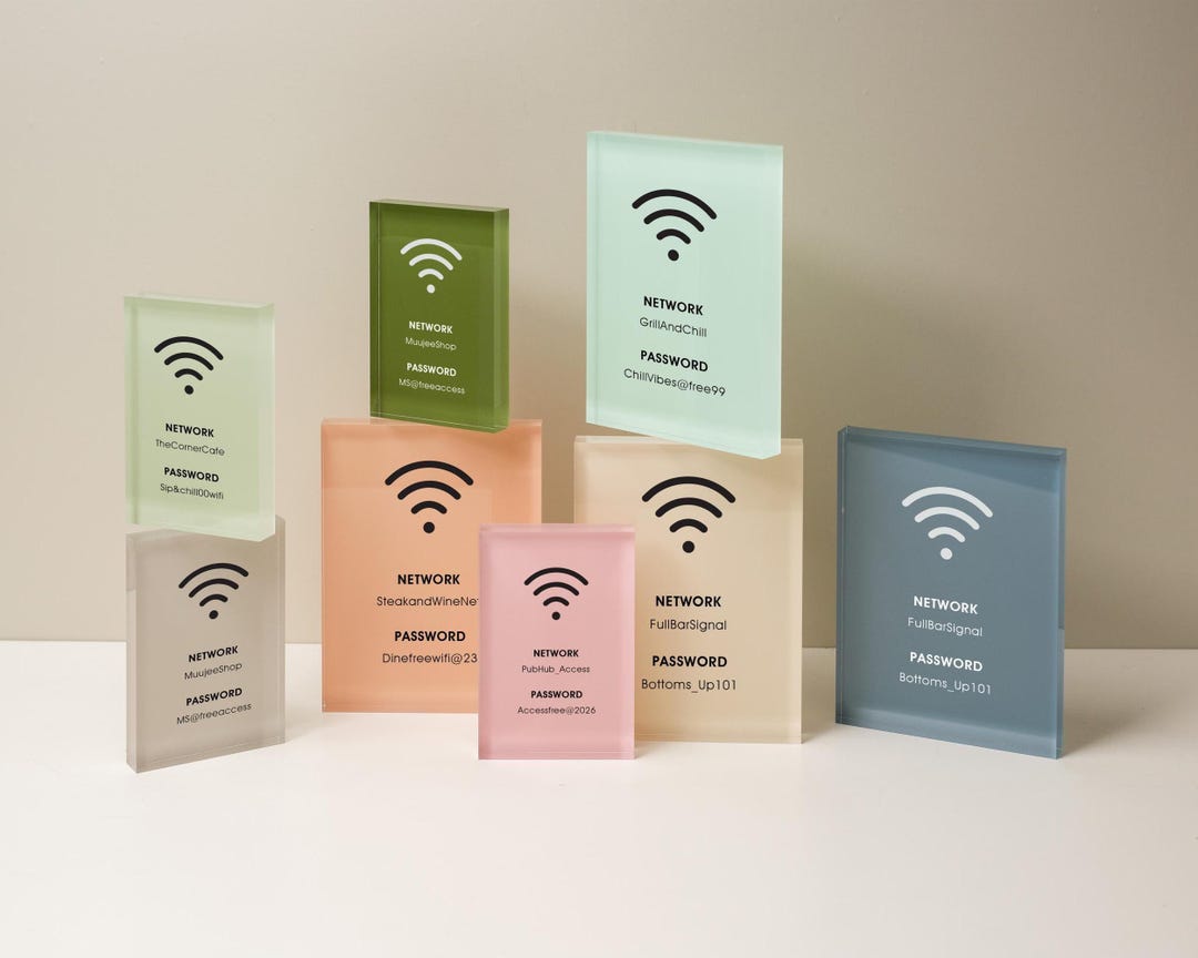 Wifi Pastel Acrylic Sign (W5) - Custom Network Internet Password Home ...