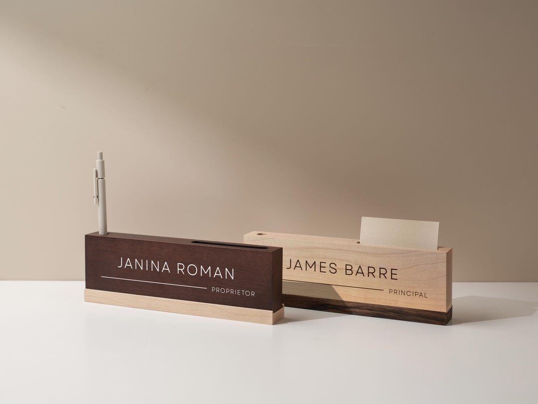 Personalized Wood Name Block W/ Slots (D5) - Custom Maple Walnut Wooden ...
