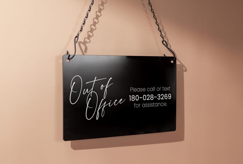 Hanging Acrylic Sign & Black Metal Chain (D8) - 11.5x7