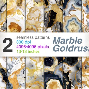Marble Goldrush Digital Paper - SEAMLESS - Marble Goldrush Patterns - 12 Designs - 13x13in - Commercial Use