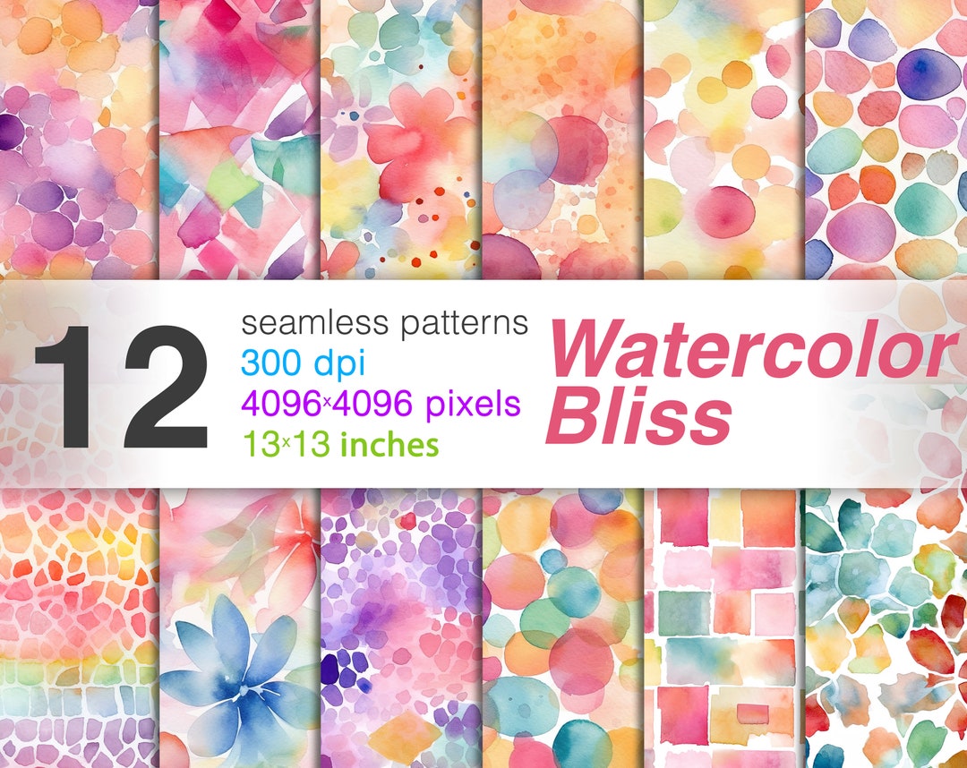 Cod Pattern Bliss Watercolor Bliss Digital Paper - SEAMLESS - Watercolor Bliss Patterns ...