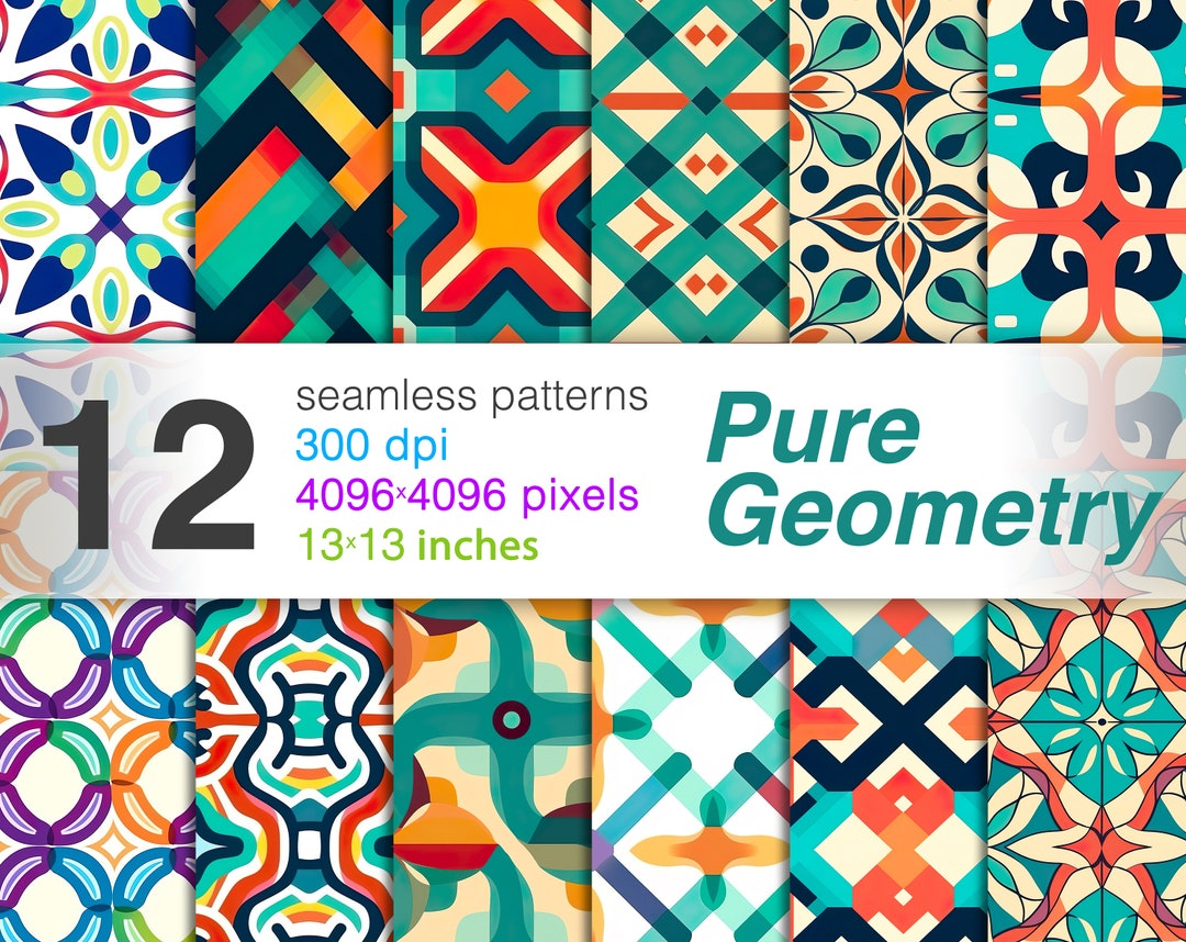 Pure Geometry Digital Paper - SEAMLESS - Pure Geometry Patterns - 12 ...