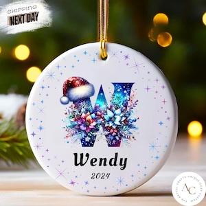 Personalized Ornament Name, Letter Name Ornament, 2024 Family Ornament, Custom Initial Ornament, Family Christmas Ornament, Christmas gift