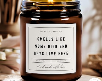 Vela de soja con olor a gays de alto nivel, regalo personalizado para parejas gays, vela de inauguración de la casa para amigos gays, orgullo LGBTQ+