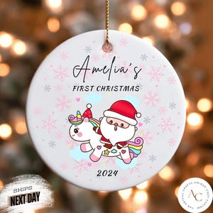 Personalized Baby&#39;s First Christmas Ornament 2024,  Cute Santa First Christmas Custom Ornament Gift, Babys First Christmas Ornament 2024