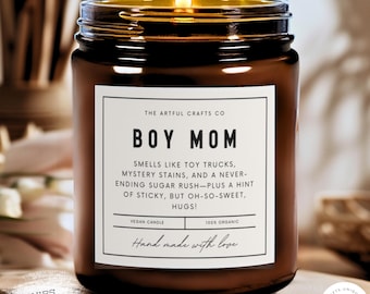 Funny boy mom candle, Baby boy candle New mom soy scented candle boy mom gift busy mom gift motherhood candle, unique mom gift congrats baby
