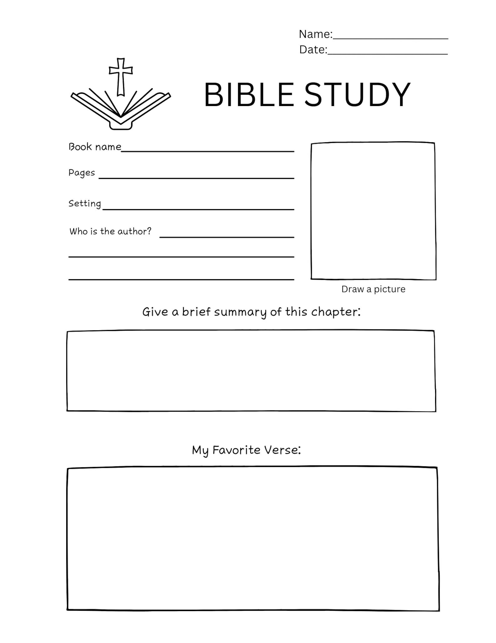 Bible Study Worksheet Kids Teens - Etsy