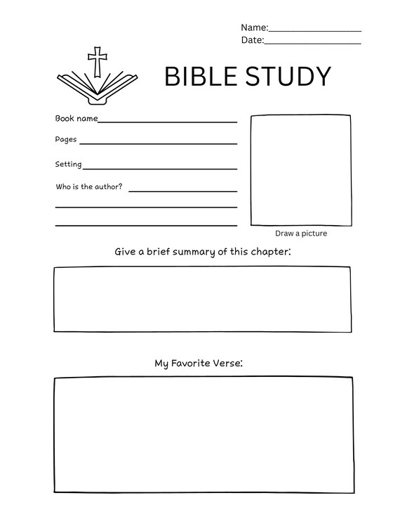 Bible Study Worksheet Kids Teens - Etsy