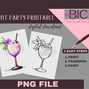 Fruit Drink DIY Paint Printable/Pre-drawn/Outline Canvas/Adult Painting/Paint & Sip, DIY Paint Party/Pre-Sketched/Art Party/Coloring Page