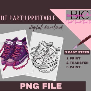 Shoes  Pearls DIY Paint Printable/Pre-drawn/Outline Canvas/Adult Painting/Paint & Sip/DIY Paint Party/Pre-Sketched/Art Party/Color Page