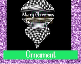 Modello di strass per ornamenti natalizi, design festivo, design cristiano, Silhouette, file di taglio digitale Cricut per magliette, design con strass