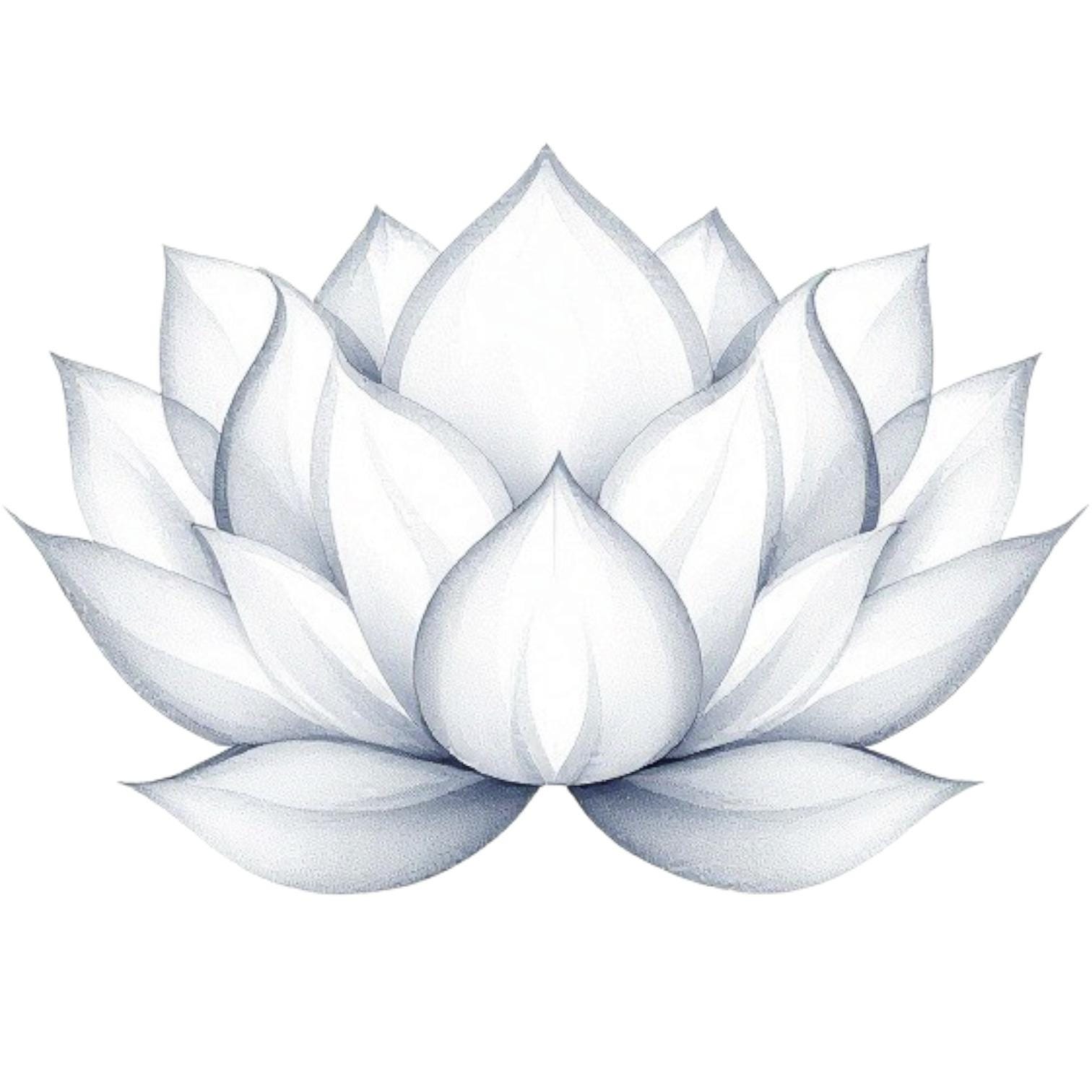 白い蓮の花のポートレート水彩画 SVG / PNG / JPG クリップアート