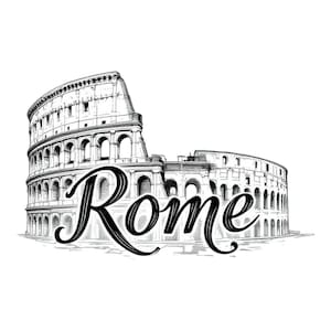 Rome Italy With Coliseum Art SVG / PNG / JPG Clipart - Free Commercial ...