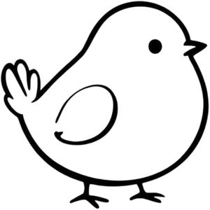 Carino uccello grasso semplice linea arte bianco e nero bambini SVG / PNG / JPG Clipart - Uso commerciale gratuito