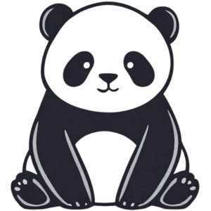 Urso panda fofo sentado, arte simples para crianças, clipart SVG / PNG / JPG - uso comercial gratuito