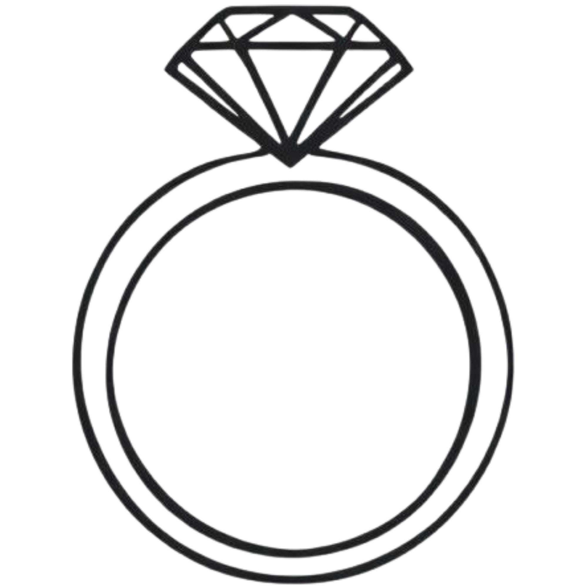 Diamond Ring Simple Art Black & White Engagement Wedding SVG / PNG ...