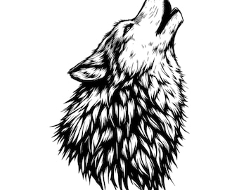 Wolf Howling Head Portrait SVG / PNG / JPG Clipart - Free Commercial Use