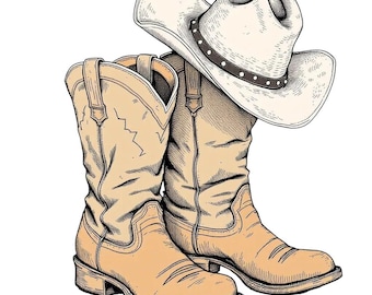 Cowboy Boots & Hat SVG / PNG Clipart - Free Commercial Use