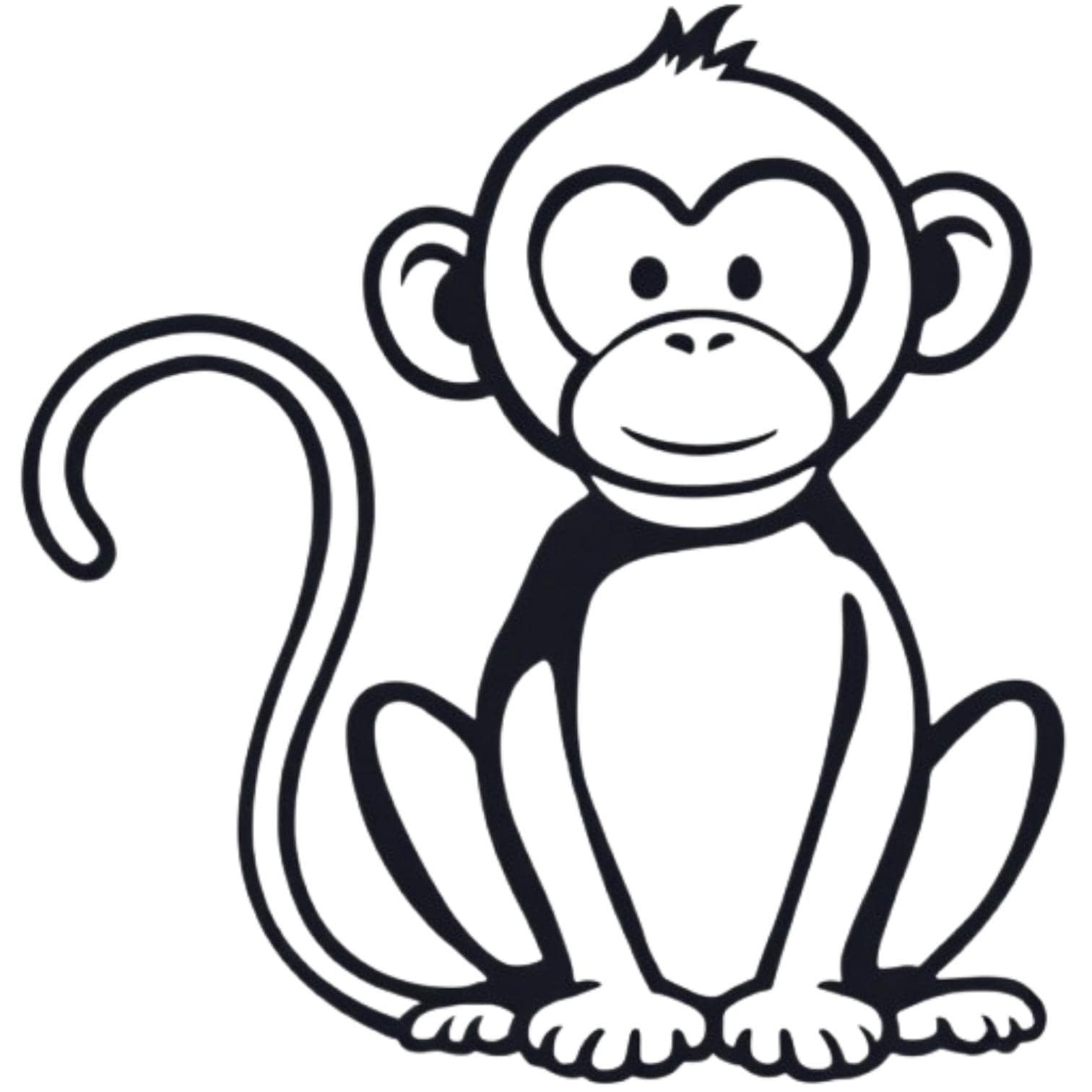 Cute Monkey Simple Line Art Kids SVG / PNG / JPG Clipart - Free ...