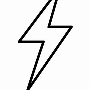 May include: A black lightning bolt graphic on a white background. The bolt is a simple, bold outline, suggesting energy, speed, or a symbol of power. The design is minimalist and modern.