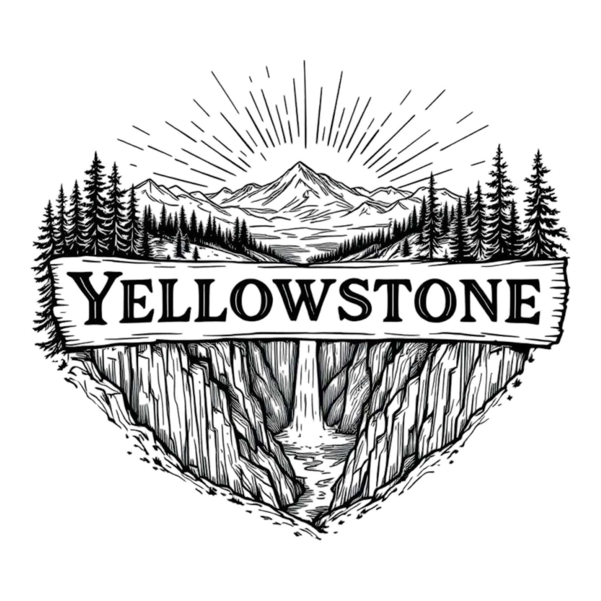 Yellowstone National Park Waterfall Black & White Art SVG / PNG / JPG ...