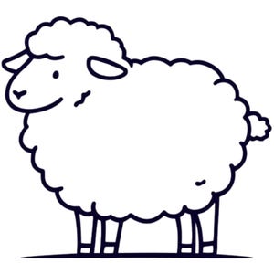 Sheep Cartoon Design Simple Art Kids SVG / PNG / JPG Clipart - Free Commercial Use