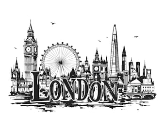 London with City Skyline SVG / PNG / JPG Clipart - Free Commercial Use